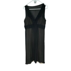 LOFT Silk Tank Midi Cocktail Dress Lace V Neck - Size 8